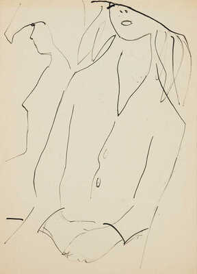 Матюх Вера Фёдоровна. Рисунок к литографии «Под феном» из серии «В парикмахерской»